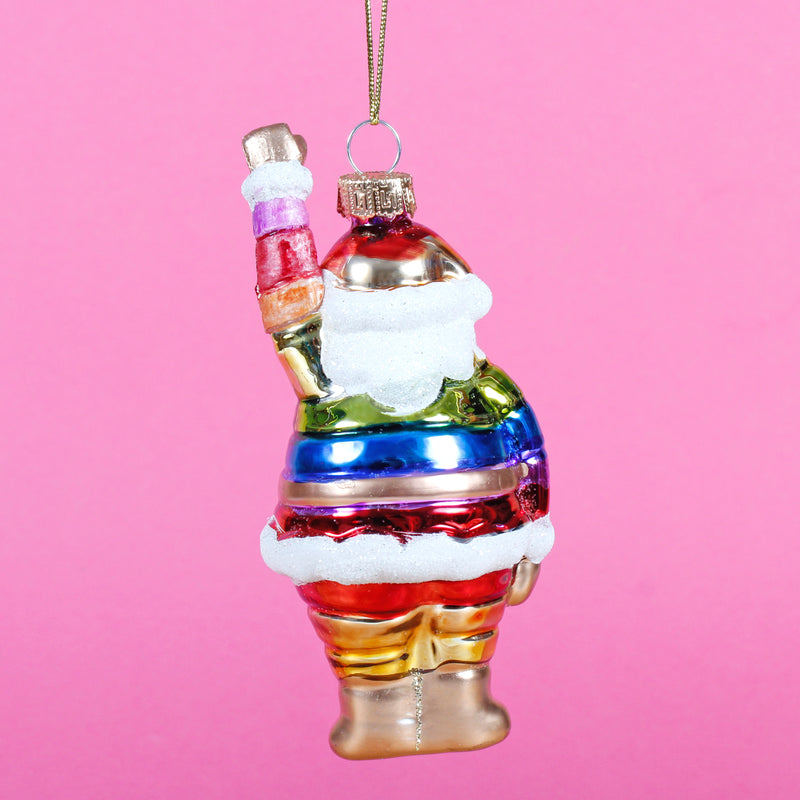 Rainbow Santa Hanging Christmas Bauble