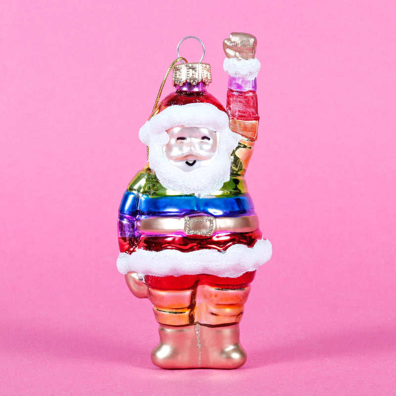 Rainbow Santa Hanging Christmas Bauble