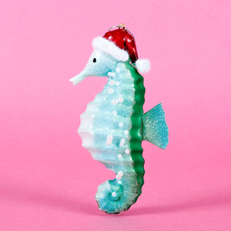 Blue Seahorse With Hat Shaped Bauble