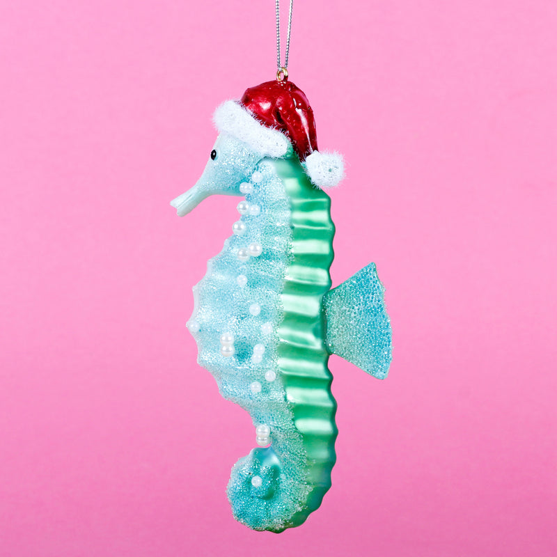 Blue Seahorse With Hat Shaped Bauble