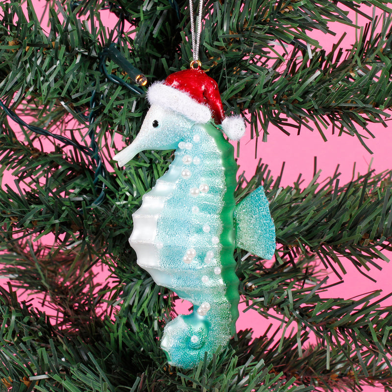 Blue Seahorse With Hat Shaped Bauble