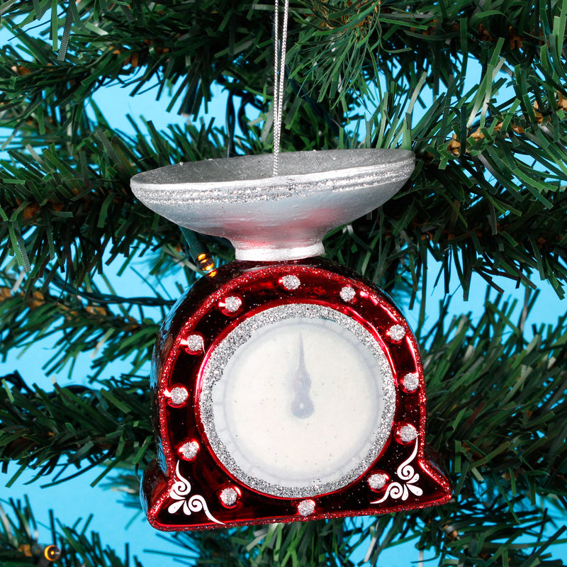 Kitchen Scales Glittery Hanging Christmas Bauble