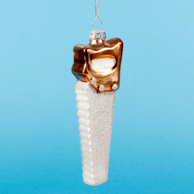 Gold and Silver Saw Shaped Bauble Hanging Decoration