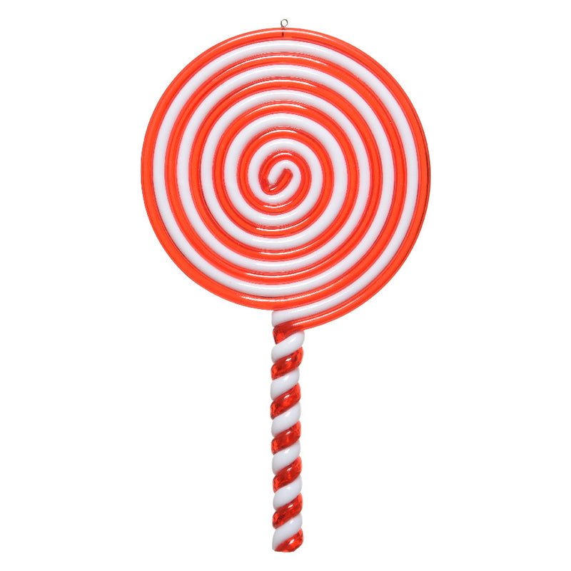 Lolly Shaped 3D Red and White Christmas Hanging Decoration