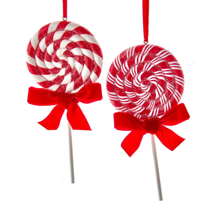 Peppermint Stripe Lolly Shaped Christmas Baubles Set of 2 Hanging Decorations