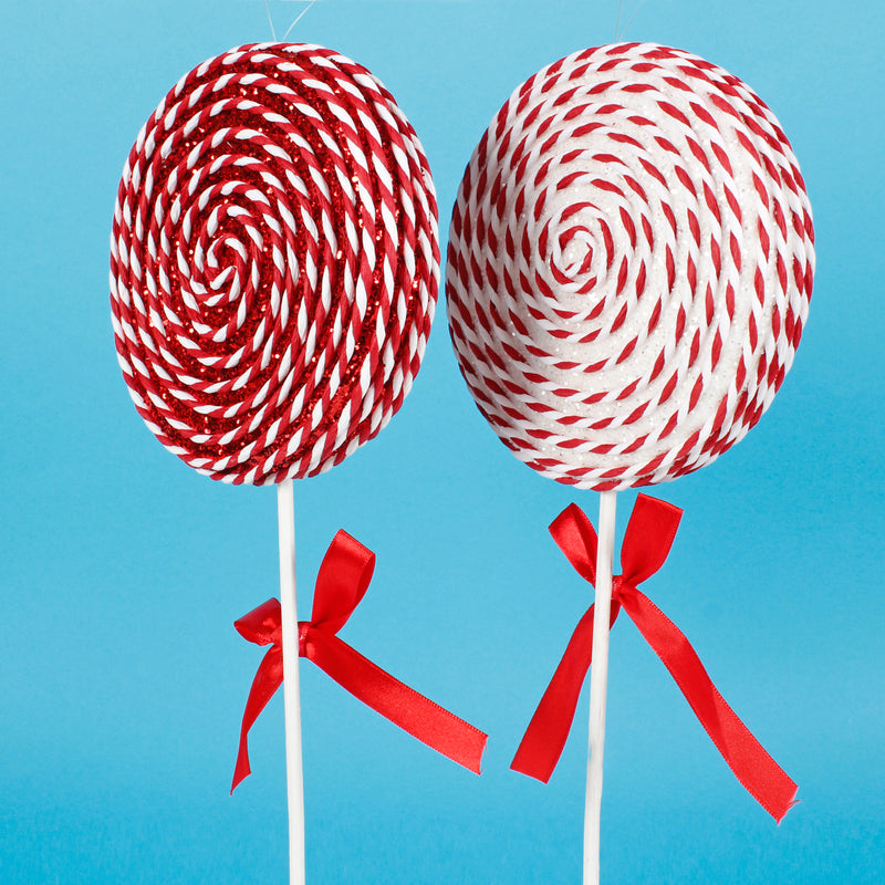 Lolly Pops Red and White Christmas Decorations 3D Set of 2