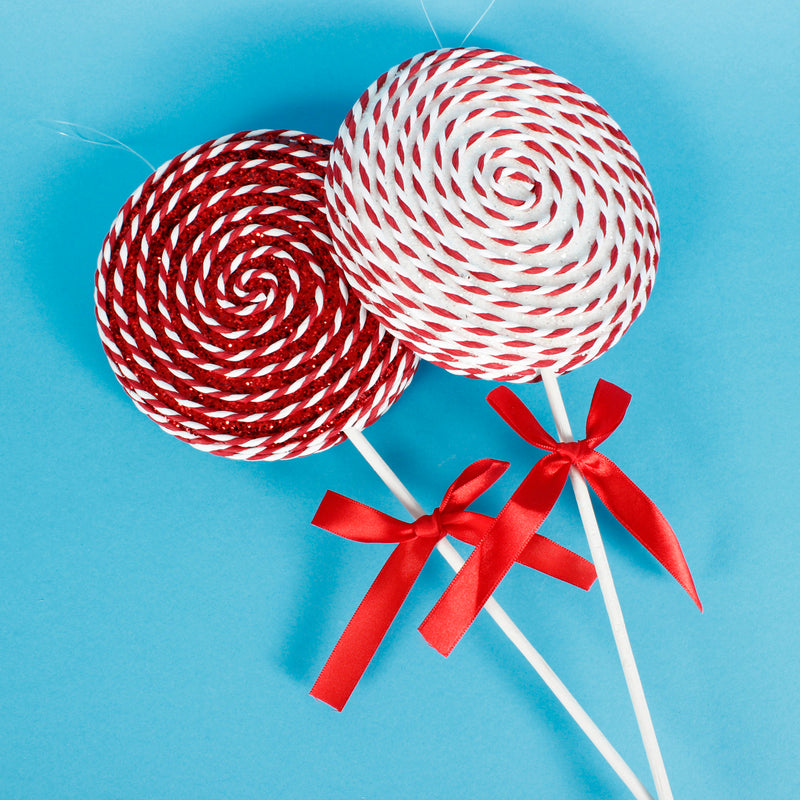 Lolly Pops Red and White Christmas Decorations 3D Set of 2