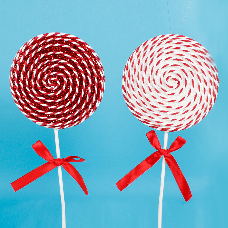 Lolly Pops Red and White Christmas Decorations 3D Set of 2