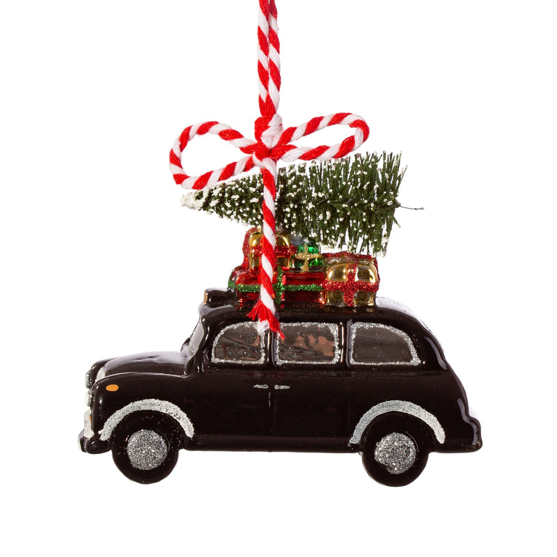 London Christmas Black Cab Shaped Bauble Hanging Decoration