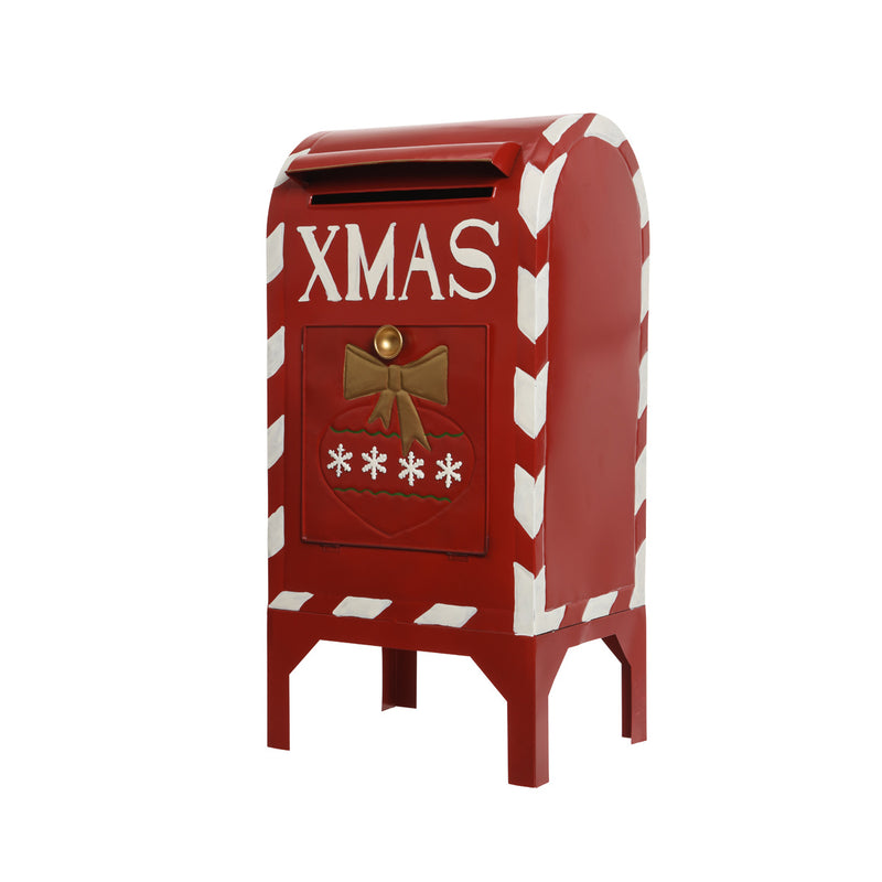 Mailbox Christmas Metal Red and White Letter Box Post Photo Prop Shop Display