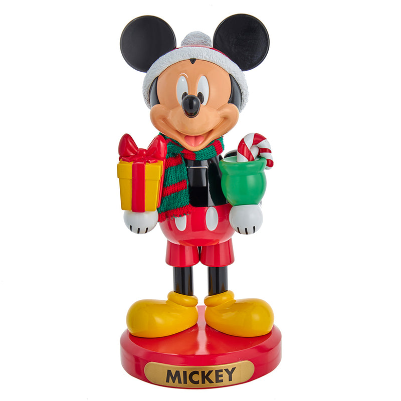 Mickey with Present 10" Wooden Nutcracker Mouse Christmas Disney Decoration