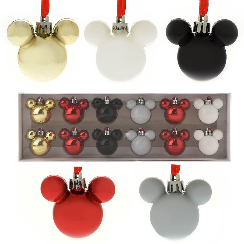 Mickey Set of 12 Shiny Colours 3D Hanging Christmas Tree Decoration Baubles