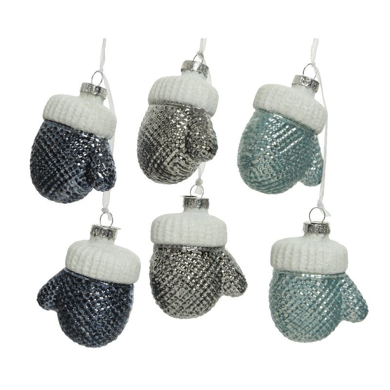 Winter Mittens 3D Baubles Set of 3 Hanging Christmas Decorations