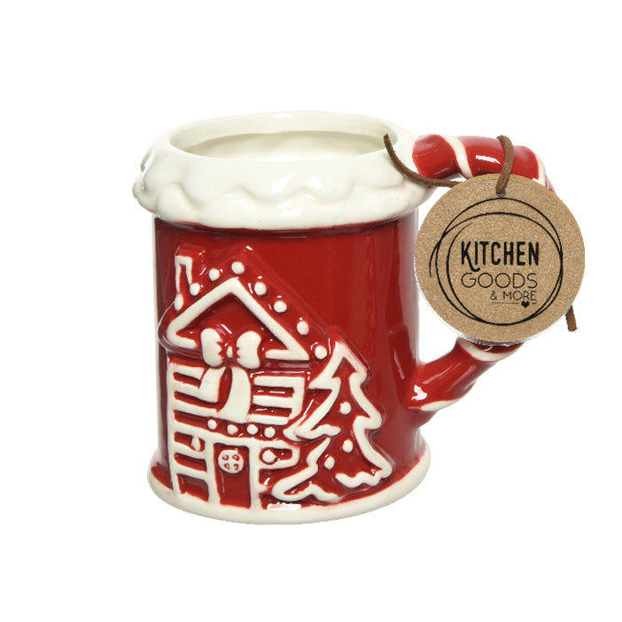 Christmas Coffee Mug Festive Red and White China Dolomite Style