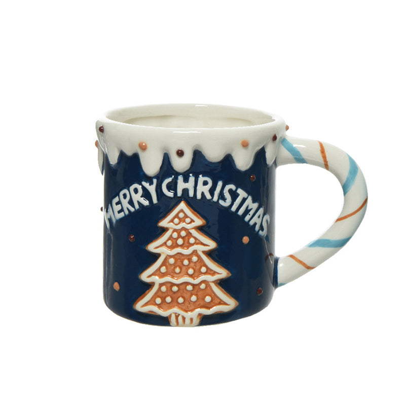 Christmas Coffee Mug Festive Dark Blue and White China Dolomite Style