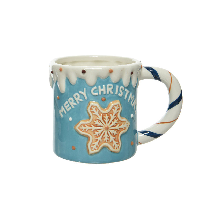 Christmas Mug Light Blue Snowflake Festive White Blue Ceramic Dolomite Style