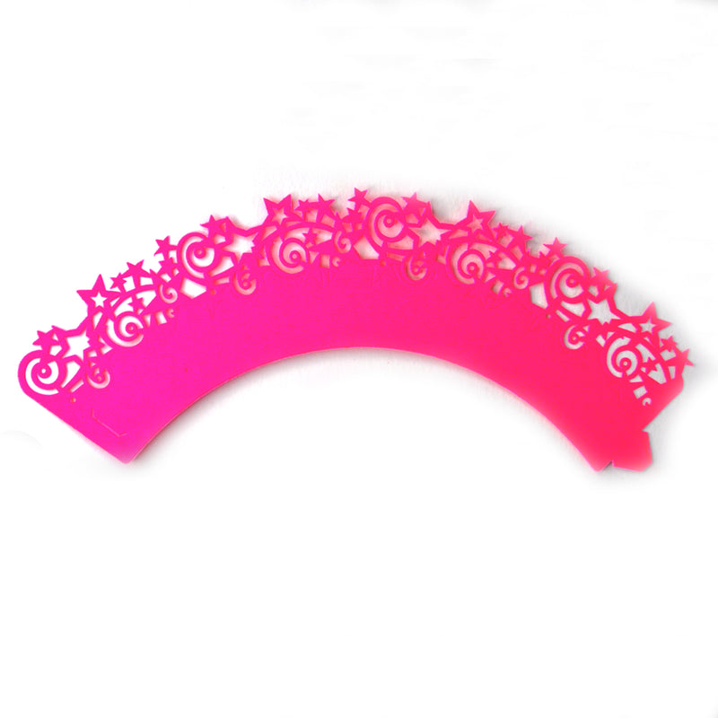 Neon Pink Stars Cupcake Wrappers 6 Pack