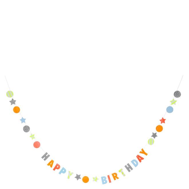 Neon Happy Birthday Garland Card