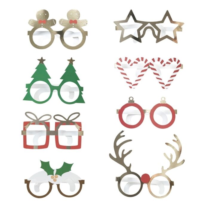 Novelty Christmas Glasses Pack of 8