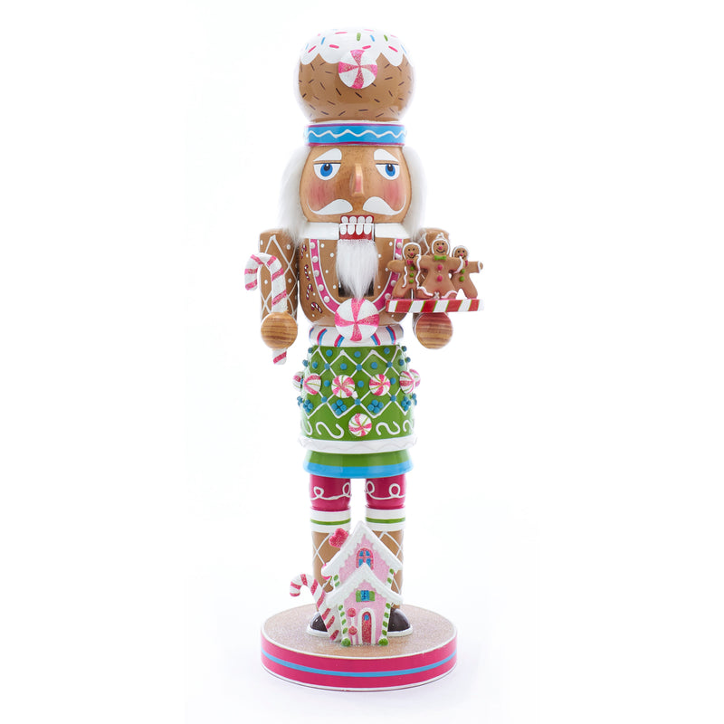 Pink and Green 16" Gingerbread Baker Nutcracker Christmas Decoration