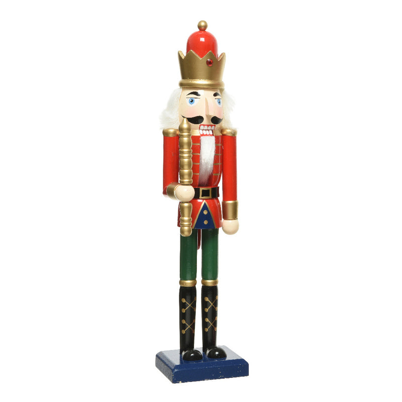 Nutcracker Crown Gold Staff Decoration Christmas 3D Wooden Ornament