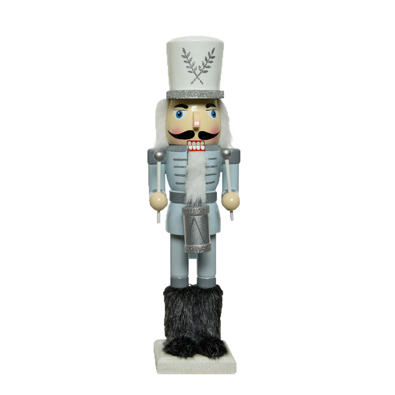 Nutcracker Drummer Blue Silver Decoration Christmas 3D Wooden Ornament