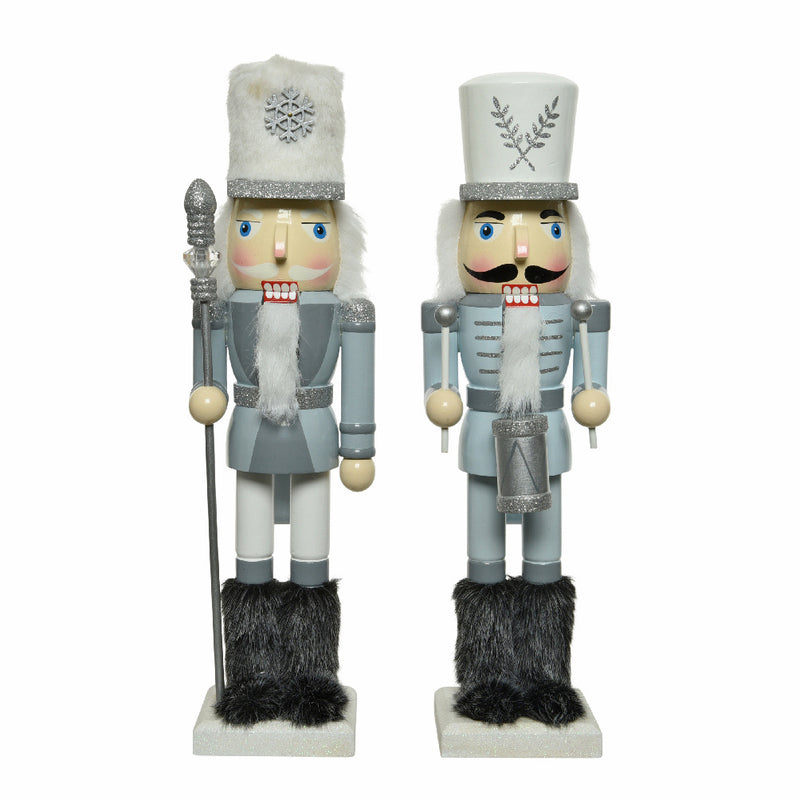 Nutcracker Blue Silver Crystal Staff Decoration Christmas 3D Wooden Ornament
