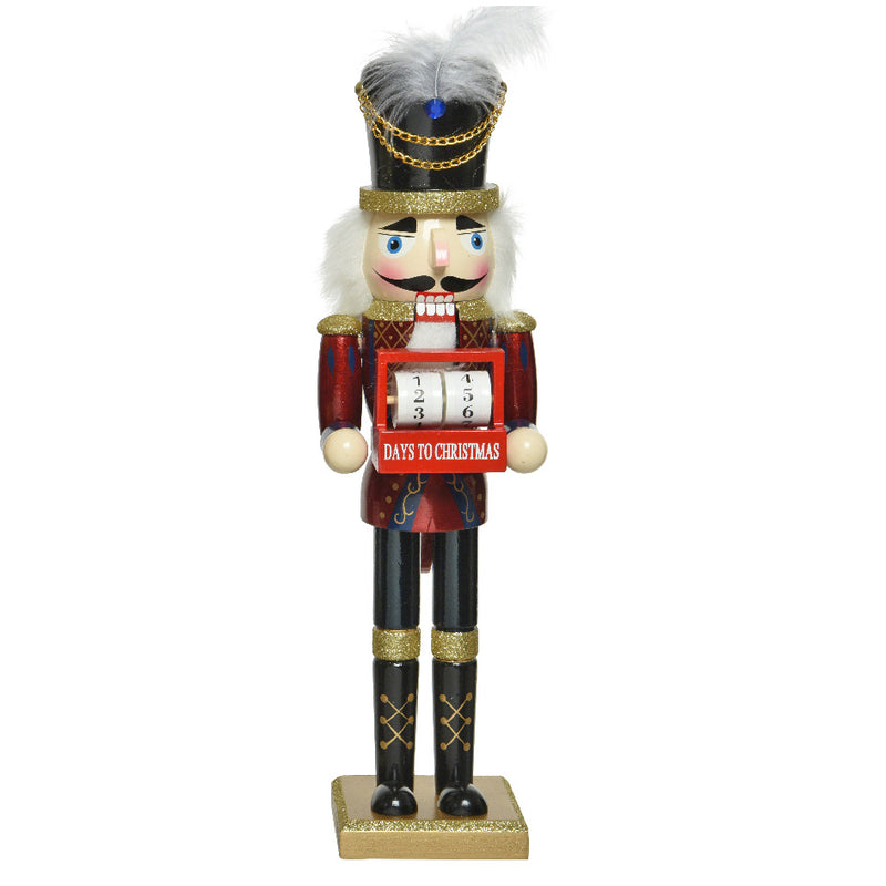 Nutcracker Feather Hat Christmas Countdown Decoration 3D Wooden