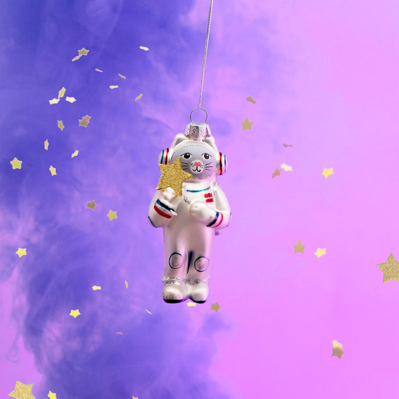 Outer Space Cat Shaped Bauble Hanging Decoration