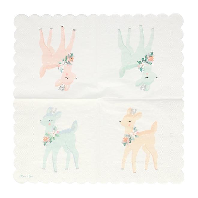 Pastel Deer Napkins Pack of 16