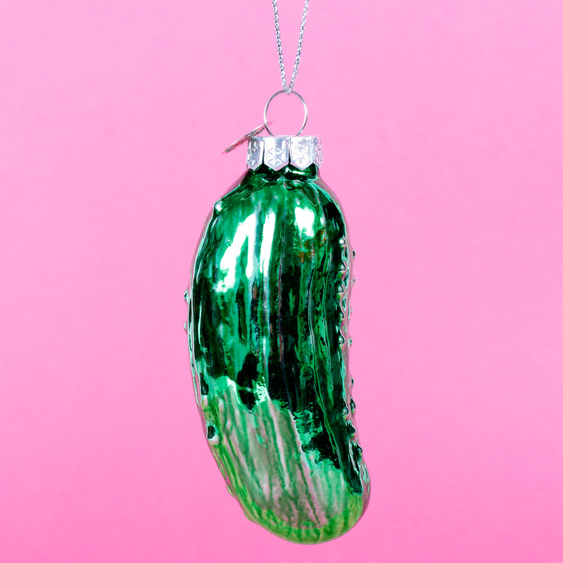 Gherkin Pickle Shaped Shiny Glass Christmas Hanging Bauble