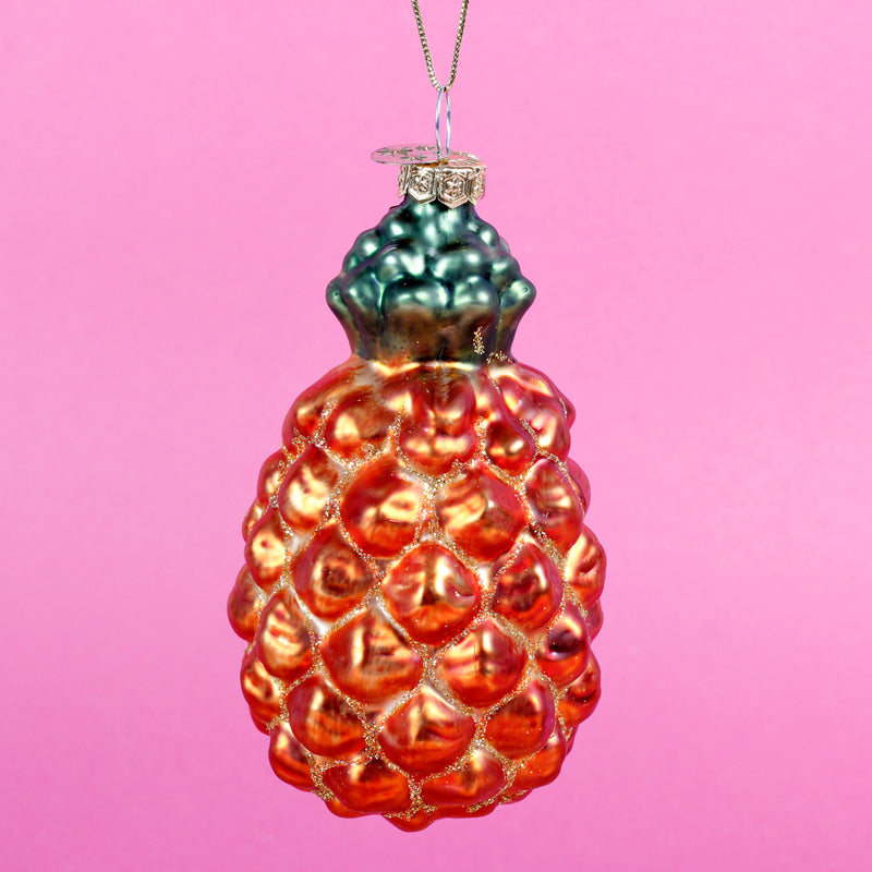 Glass Fruit Shaped set of 3 3D Baubles Hanging Christmas Decorations