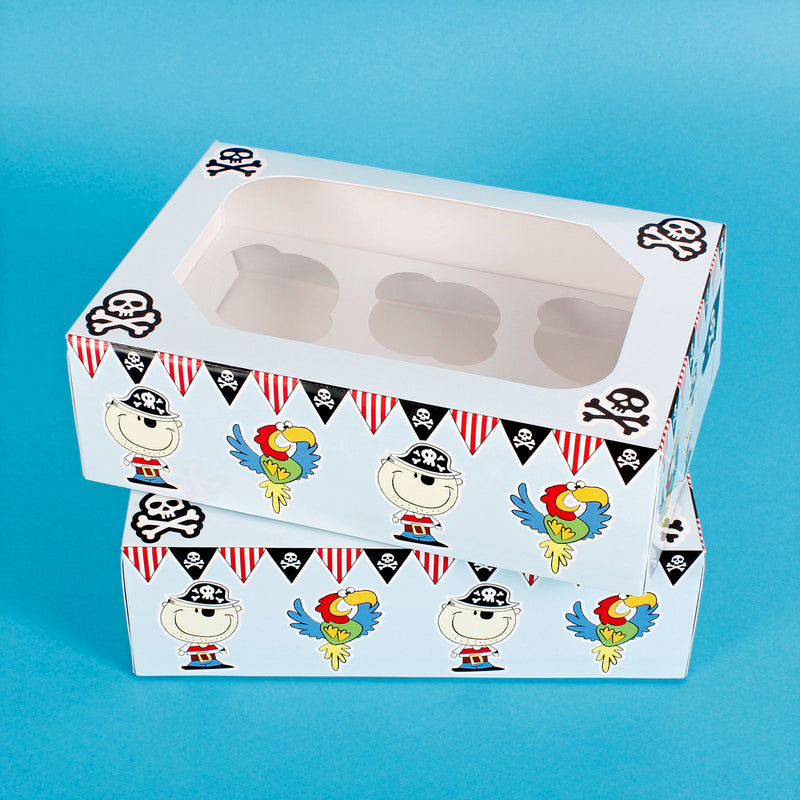Pirates Cupcake Boxes Display Cases - Pack of 2