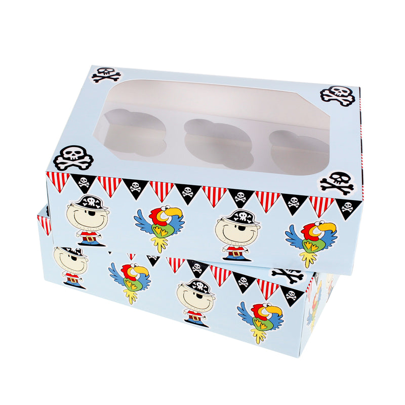 Pirates Cupcake Boxes Display Cases - Pack of 2