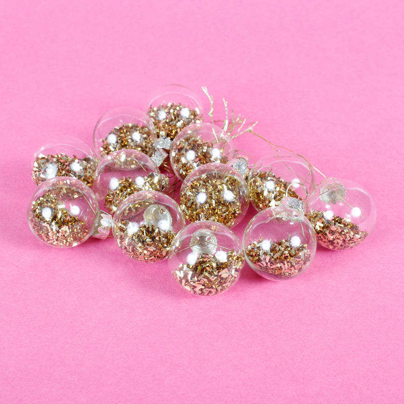 Gold Mini Baubles - Set Of 12 Hanging Decoration Baubles