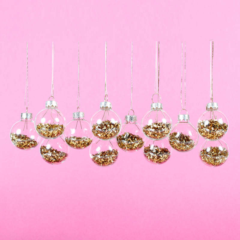 Gold Mini Baubles - Set Of 12 Hanging Decoration Baubles