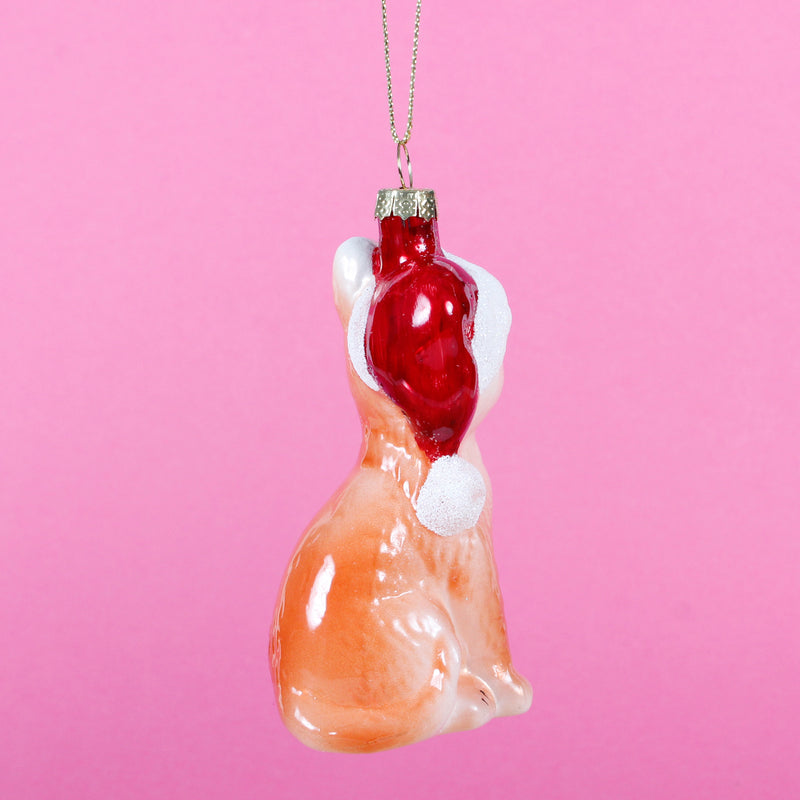 Kitten With Santa Hat Shaped Bauble