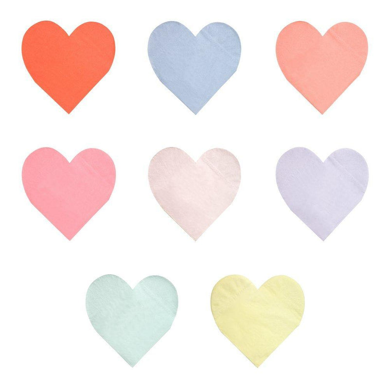 SMALL Pastel Rainbow Heart Napkins Pack 20