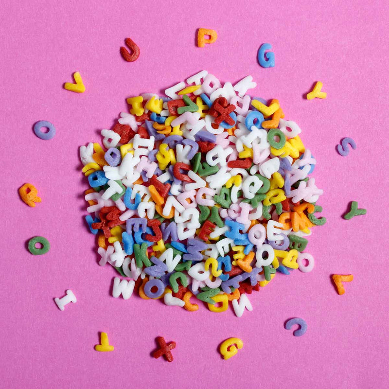 Bulk Bag - Alphabet Letters Rainbow Confetti Sprinkles (Best Before 30 Jun 2024)