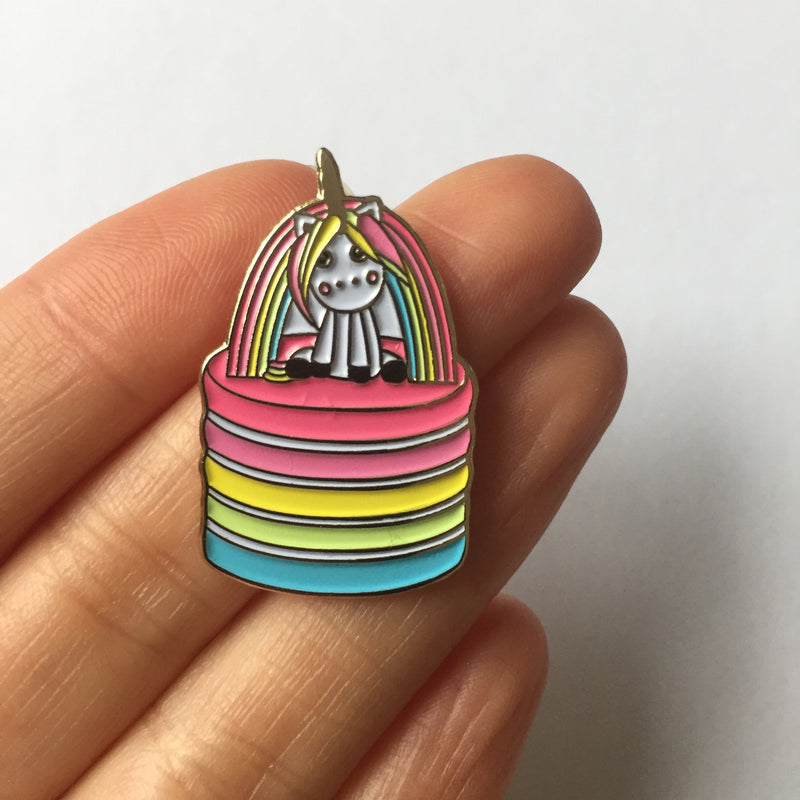 Rainbow Unicorn Cake Enamel Pin