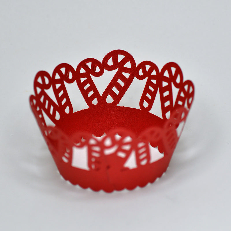 Red Candy Cane Christmas Cupcake Wrappers 6 Pack