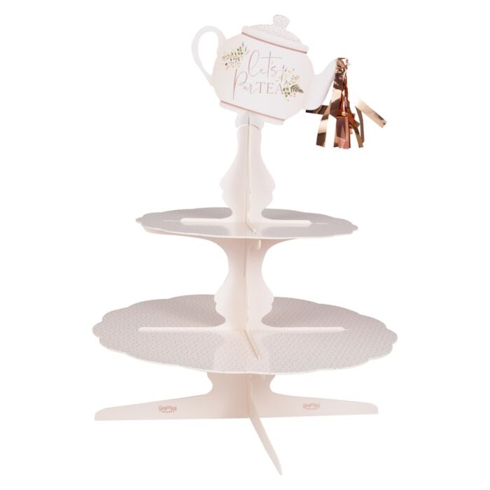 2 Tiered Rose Gold Foiled Spotty Cake Stand
