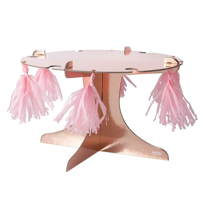 Rose Gold Foiled Cake and Drink Stand with 6 Pink Tassels