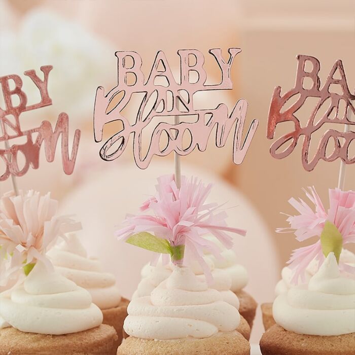 Rose Gold Foil Baby Shower Cupcake Toppers 12 Pack