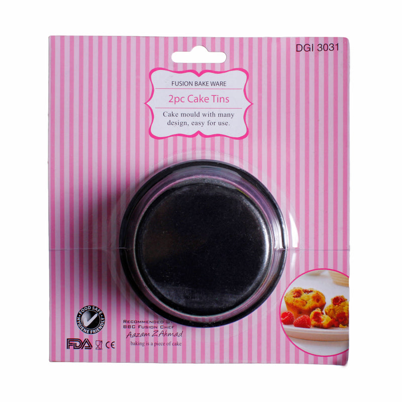 Round Plain Mini Non Stick Baking Tins - Set of 2