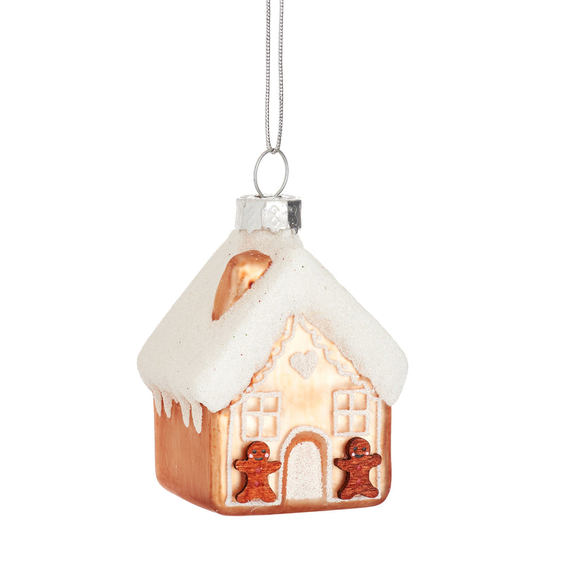 Snowy Gingerbread House Hanging Christmas Bauble