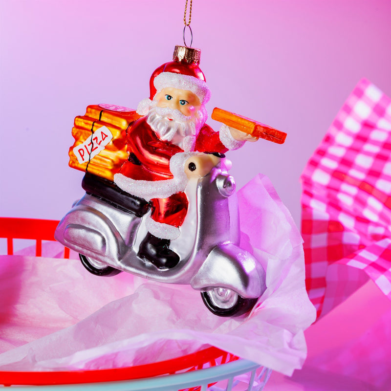 Fun Food Pizza Delivery Santa Shaped Hanging Decoration Bauble