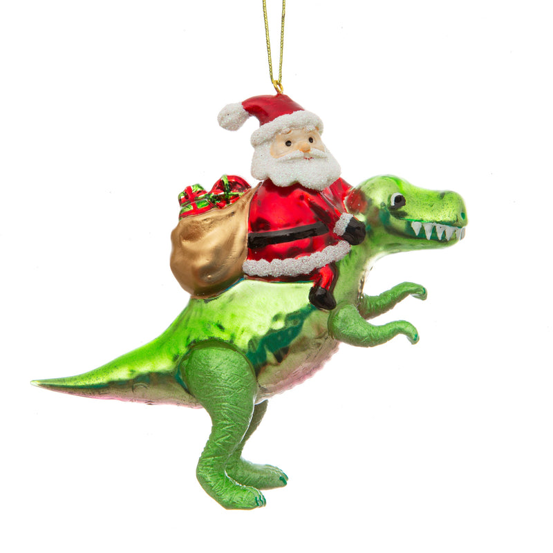 Dinosaur And Santa Shaped Bauble Hanging Decoration