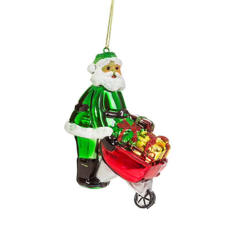 Santa With Wheelbarrow Shaped Bauble