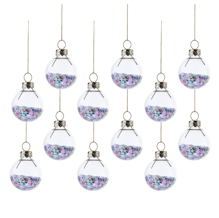 Pastel Stars Baubles - Set Of 12 Hanging Decoration Baubles